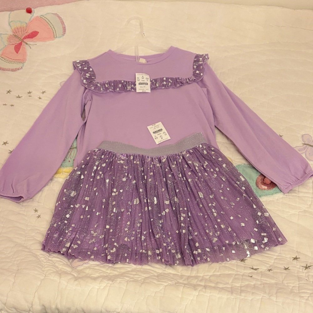 Crewcuts Lavender and Silver Kids Matching Set